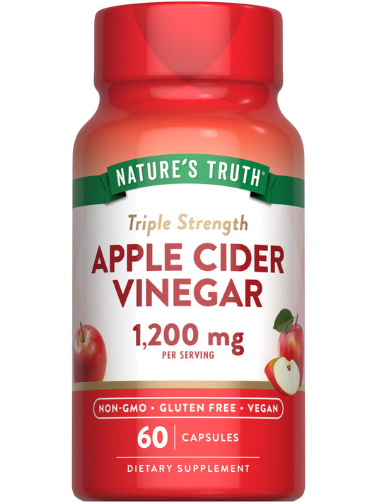Nature's Truth Apple Cider Vinegar Vegan Capsules | 1200mg | 60 Veggie Pills | Extra Strength | Vegan, Non-GMO and Gluten Free Supplement