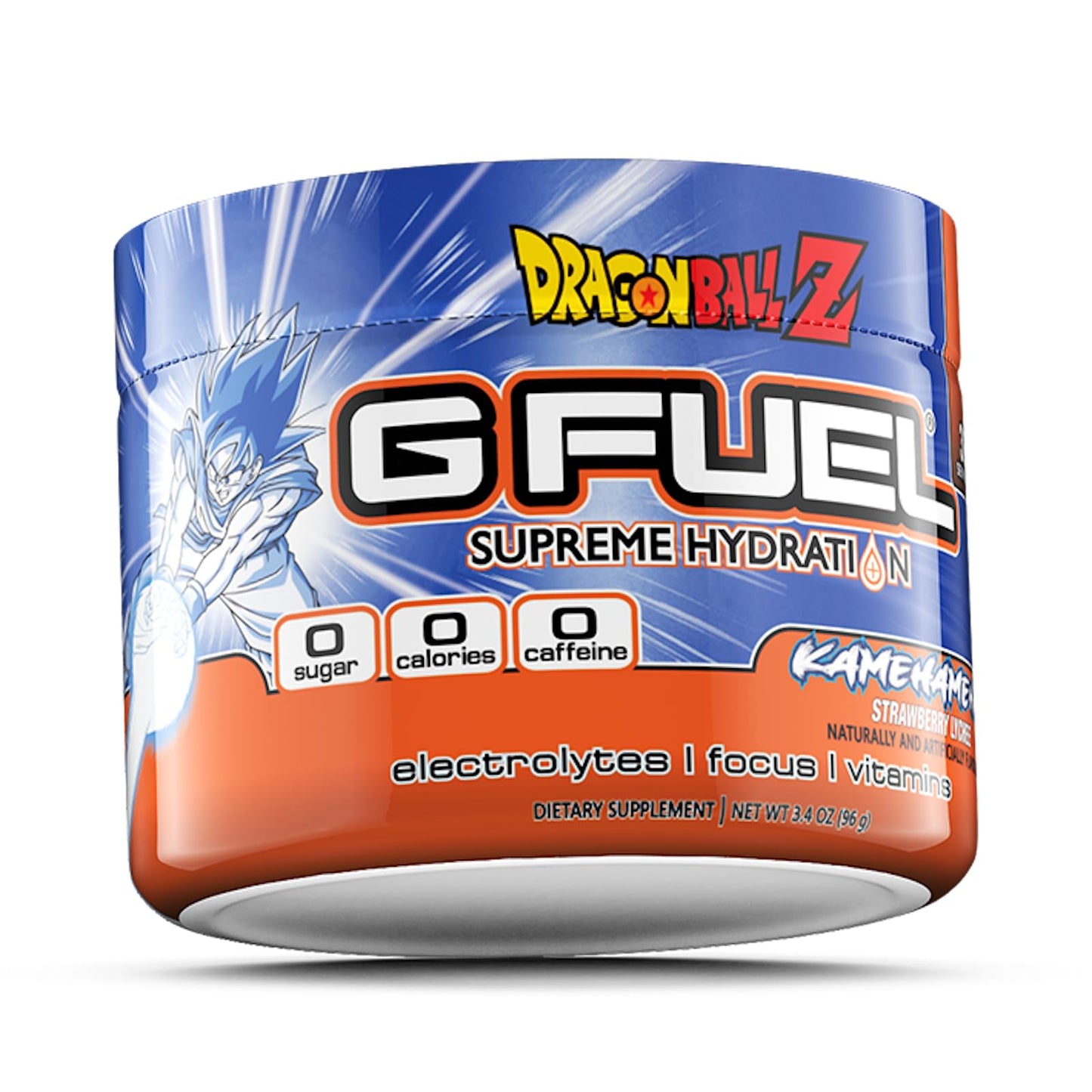 G Fuel Kamehameha Hydration Electrolytes Powder, Water Mix for Hydration, Energy and Focus, Sugar Free, Zero Caffeine Supplement with Essential Minerals, Strawberry Lychee Flavor, 3.4 oz (30 Servings)