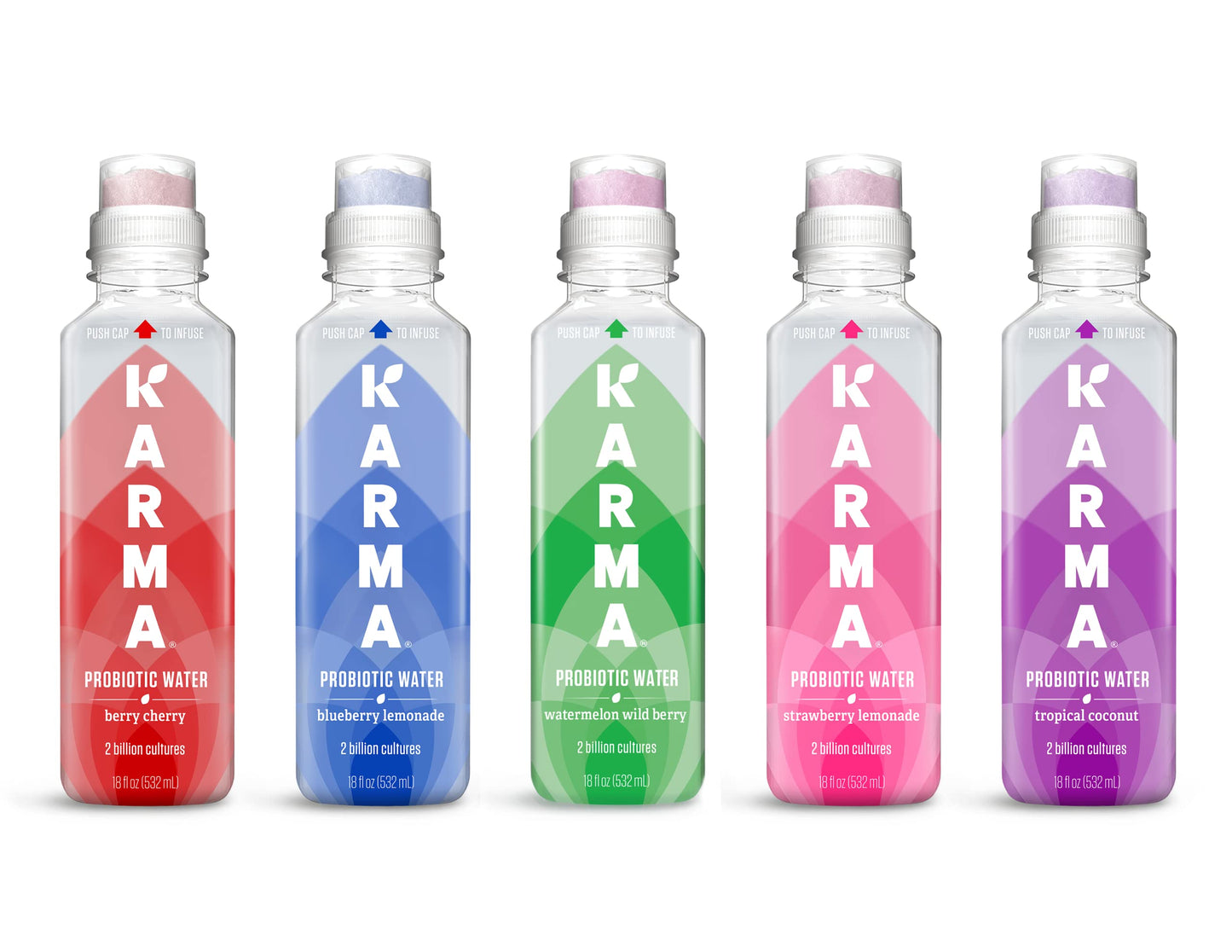Karma Wellness Flavored Probiotic Water Watermelon Wild Berry 18 Fl Oz Pack of 12 Immunity and Digestive Health Support Low Calorie 2 Billion Active Cultures