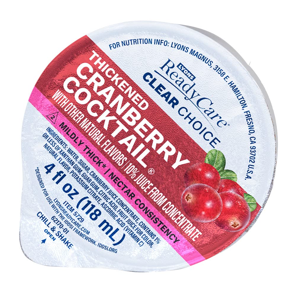 Lyons ReadyCare Thickened Cranberry Cocktail for Dysphagia  Swallowing Difficulty  Nectar Consistency Level 2 Mildly Thick  4 fl oz 48 Pack