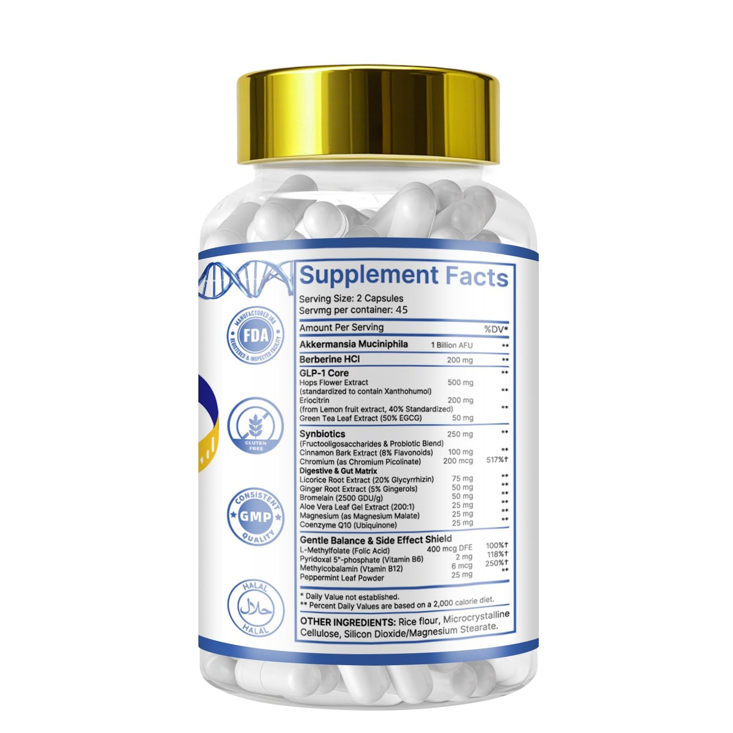 GLP-1 Capsules Supplement Hunger Curb: Appetite Delayed Release Metabolism Expert Formulated to Support GLP1 Naturally Production with Probiotic and Prebiotic for Weight Management(90 Capsules)