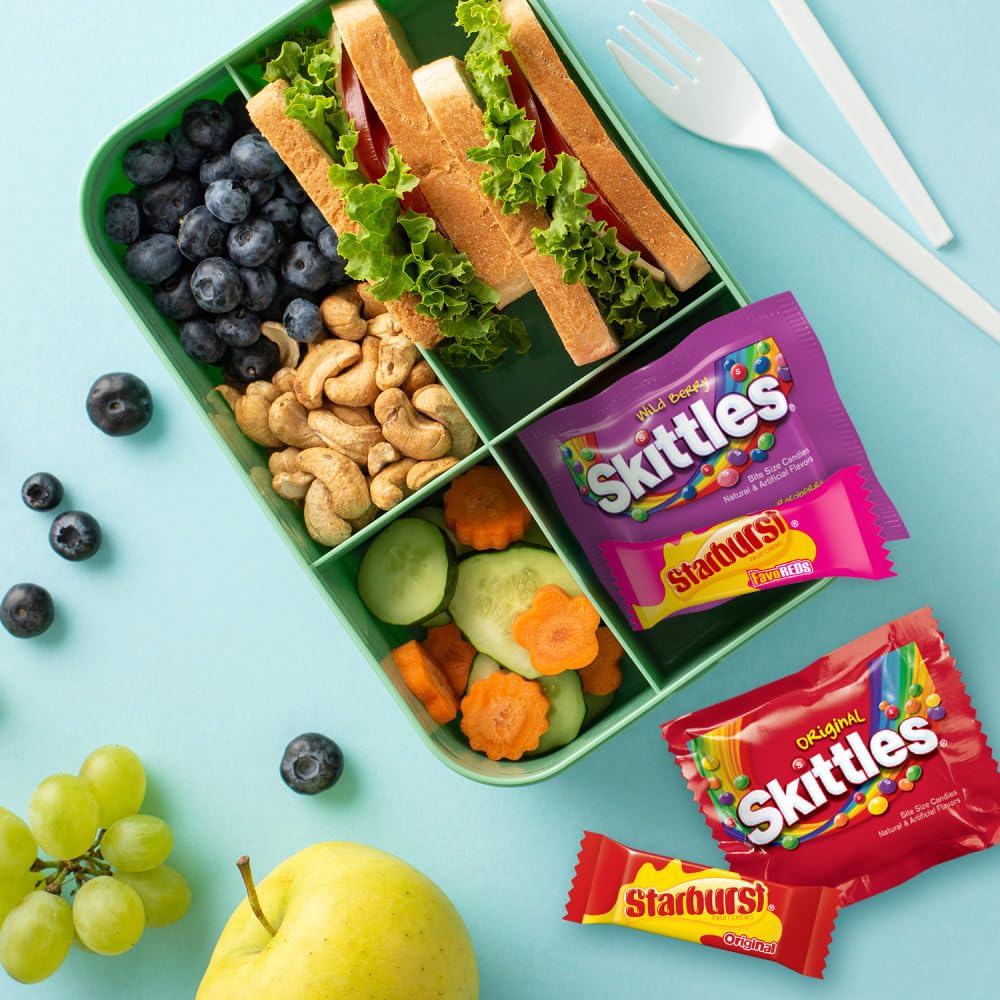 SKITTLES Original SKITTLES Wild Berry  STARBURST Original and STARBURST FaveReds Fun Size Chewy Candy Variety Bag Party Size 2013 Oz Bulk Bag