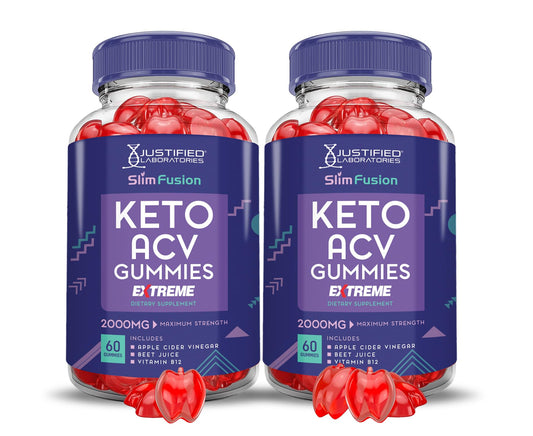 (2 Pack) Slim Fusion Keto ACV Gummies Extreme 2000MG Advanced Slimfusion Keto Gummies Apple Cider Vinegar Formulated with Pomegranate Beet Juice Powder B12 Vegan Non GMO 120 Gummys