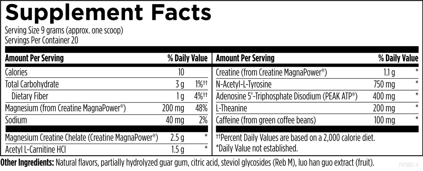 Designs for Health PreTrain NRG Drink Mix - Pre-Workout Powder with Creatine + Green Coffee - Supports Focus, Power + Mental Energy in Athletes - None-GMO, Cherry Lime Flavor (20 Servings / 180g)