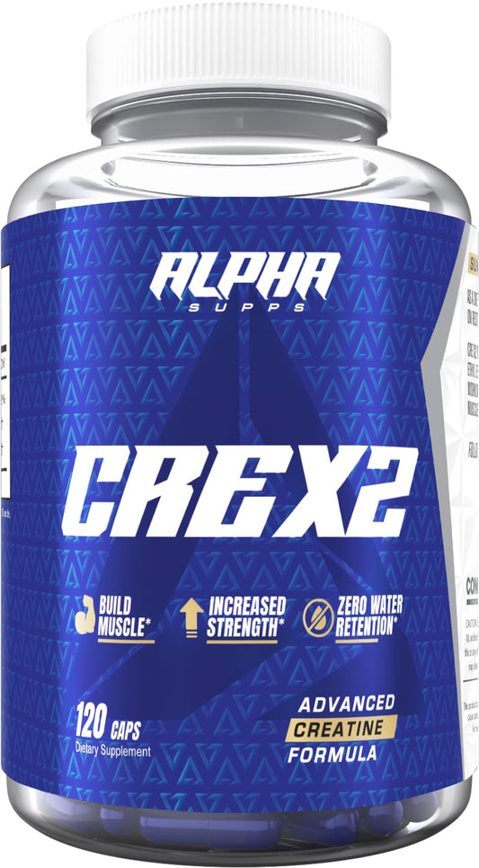 Alpha Supps Cre X2 Creatine Formula - CON-CRĒT® Creatine Hcl & CEE Ethyl Ester Blend - High-Potency for Enhanced Performance & Muscle Building Support - 120 Capsules