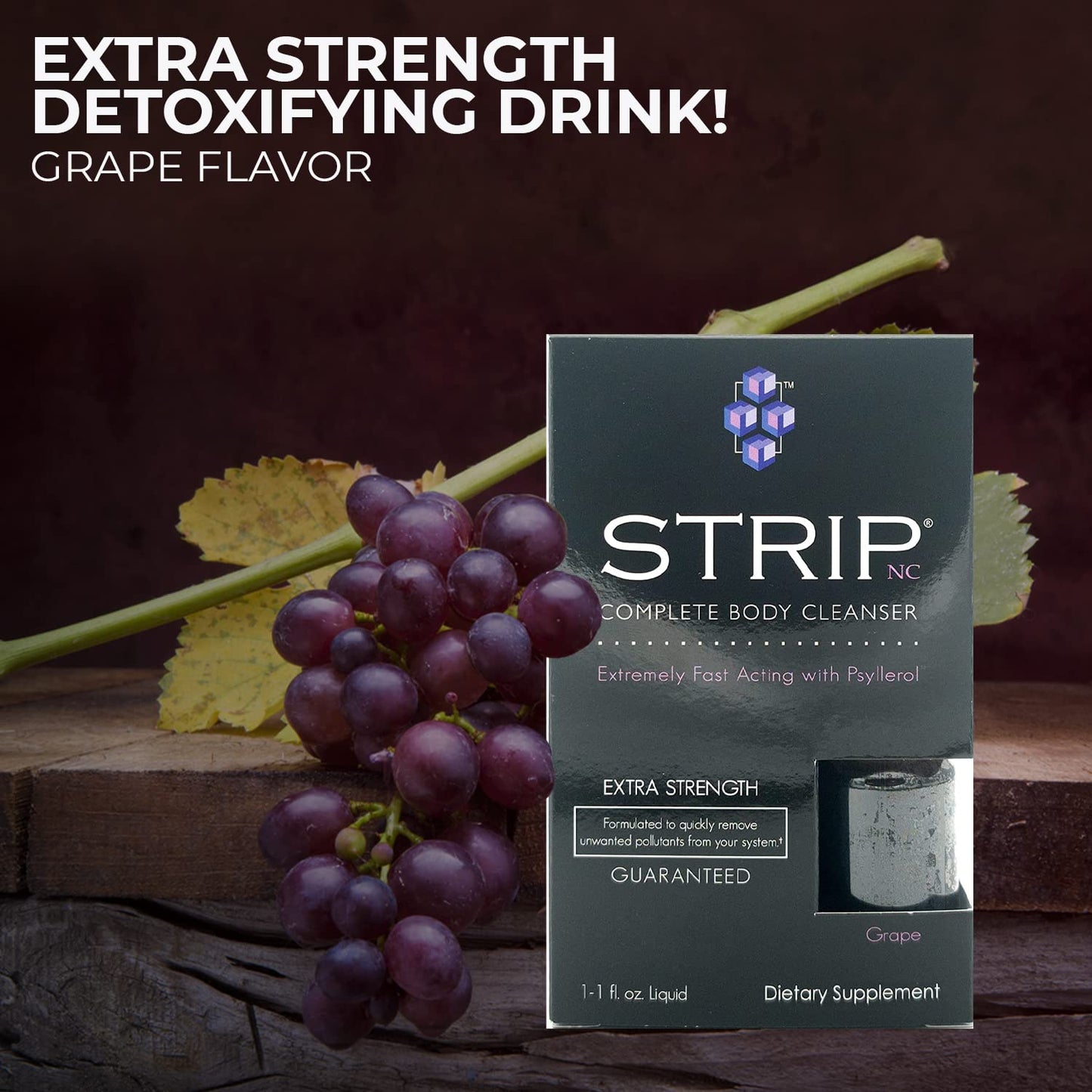 Wellgenix Strip NC Herbal Cleanse Detox Drink, 1 oz - Body Detox & System Cleanse, Grape Flavor - Flush Your System of Toxins for a Full Body Detox Cleanse