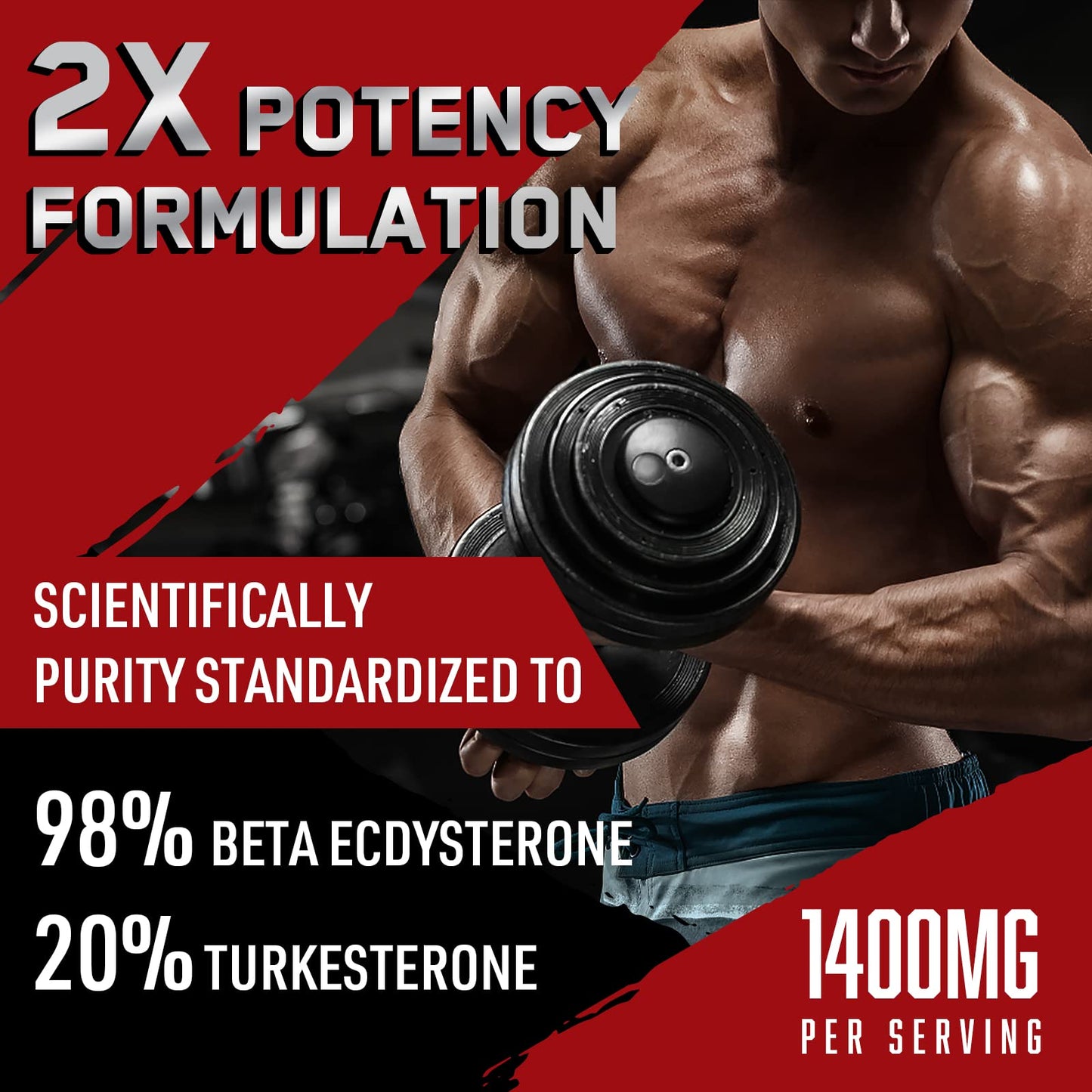 Orisilico 1400mg Beta Ecdysterone and Turkesterone Supplements, Maximized 98% Beta Ecdysterone & 20% Turkesterone Extract for Muscle Mass,Strength, Protein Synthesis, 120 Capsules