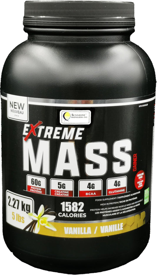 Sunshine Biopharma Extreme Mass Gainer Muscle Builder, 5 lb (2.27 kg) Low Sugar high Calories for Intense Workouts