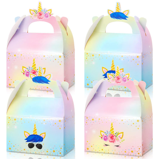 Unicorn Gift Boxes Party Supplies Unicorn Party Favor Boxes Rainbow Unicorn Theme Treat Boxes Candy Goodies Gift Boxes for Girls Boys Kids Birthday Party Decorations Supplies Unicorn 24 Pieces