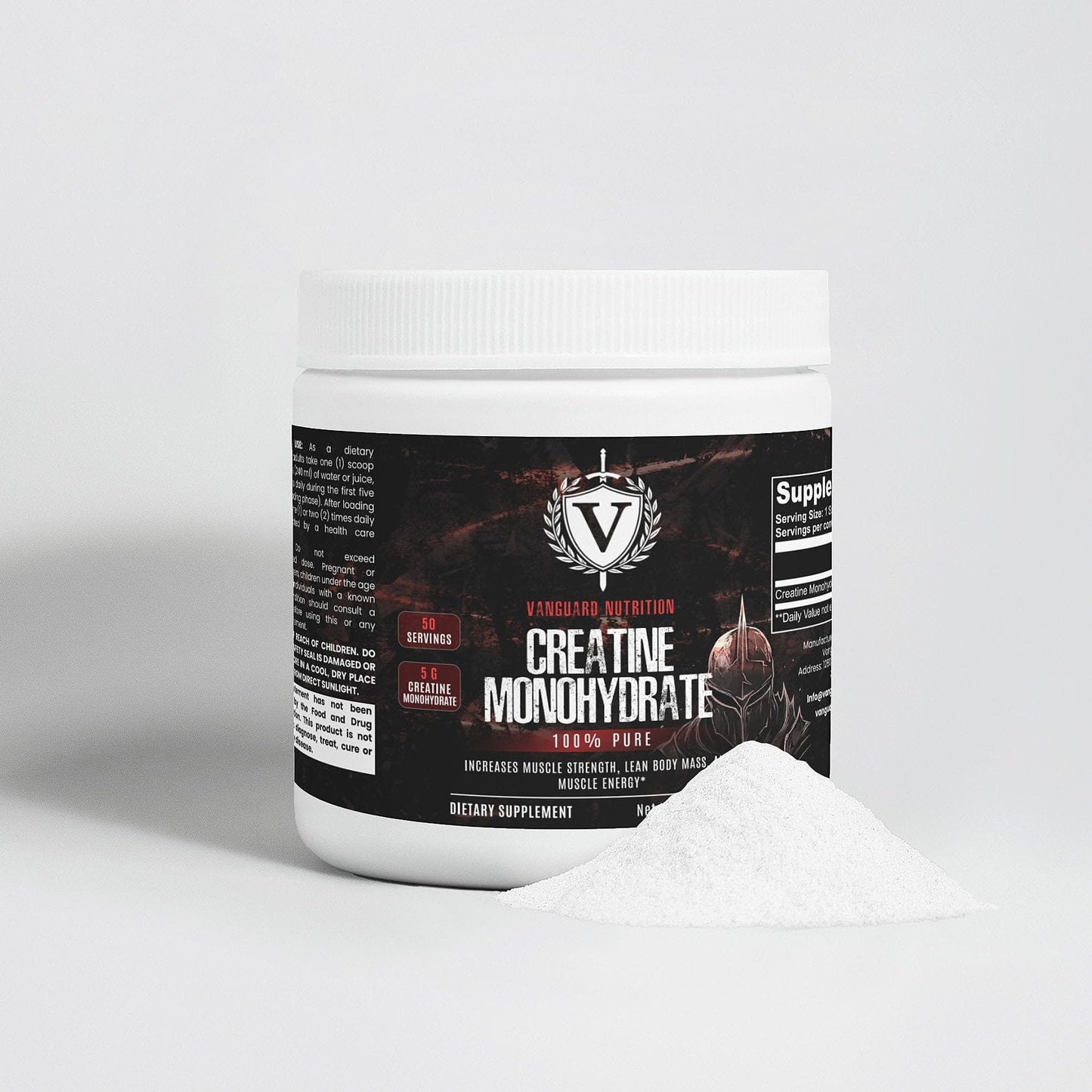 Vanguard Nutrition 100% Pure Creatine Monohydrate Powder 50 Servings