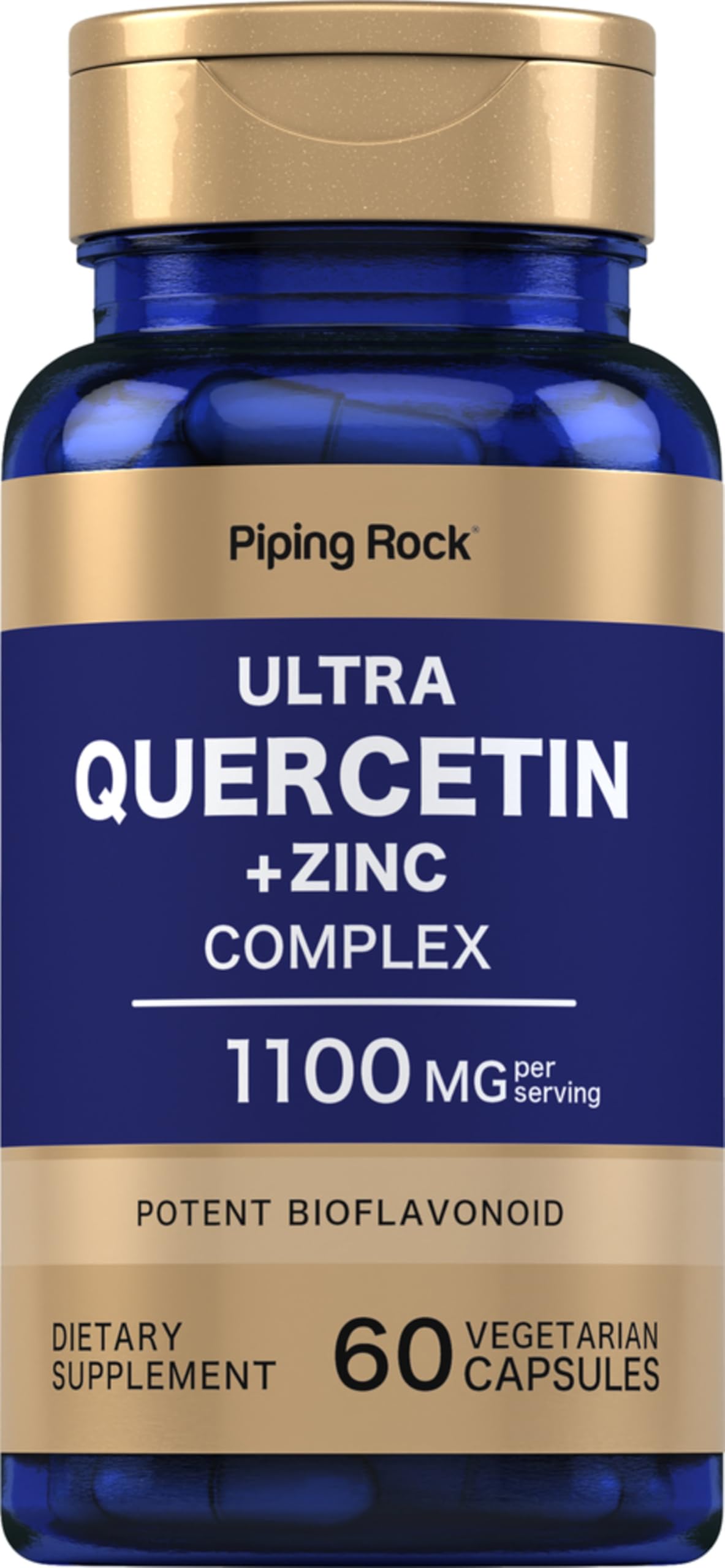 Piping Rock Quercetin Zinc Complex | 1100 mg | 60 Capsules | Non-GMO, Gluten Free Supplement