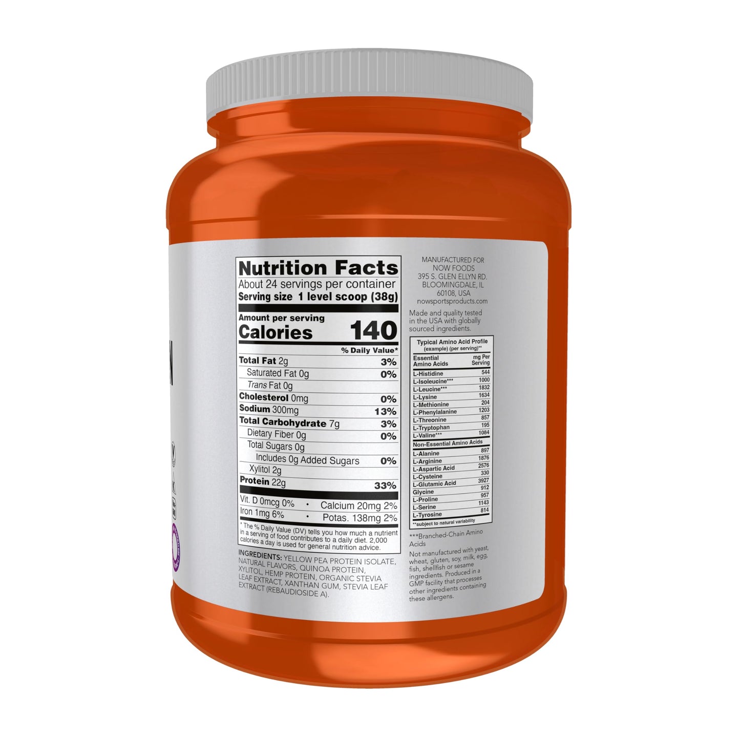 NOW Foods Sports Nutrition, Plant Protein Complex 22 g, Creamy Vanilla Powder, 2-Pound