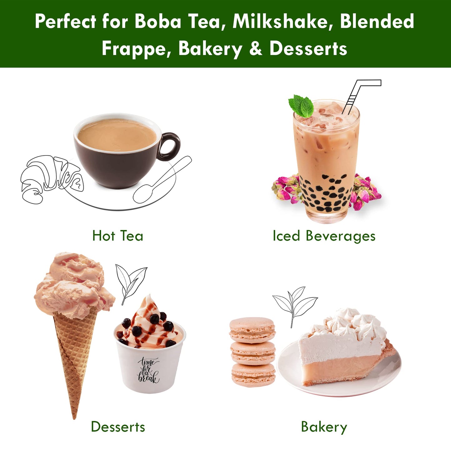Rose Bubble Milk Tea Instant 3in1 Powder Mix  1kg 33 Drinks  For Boba Tea Milkshake Blended Frappe and Bakery  Authentic Taiwan Recipe  0 Trans Fat No Preservatives by Moriyama Teahouse