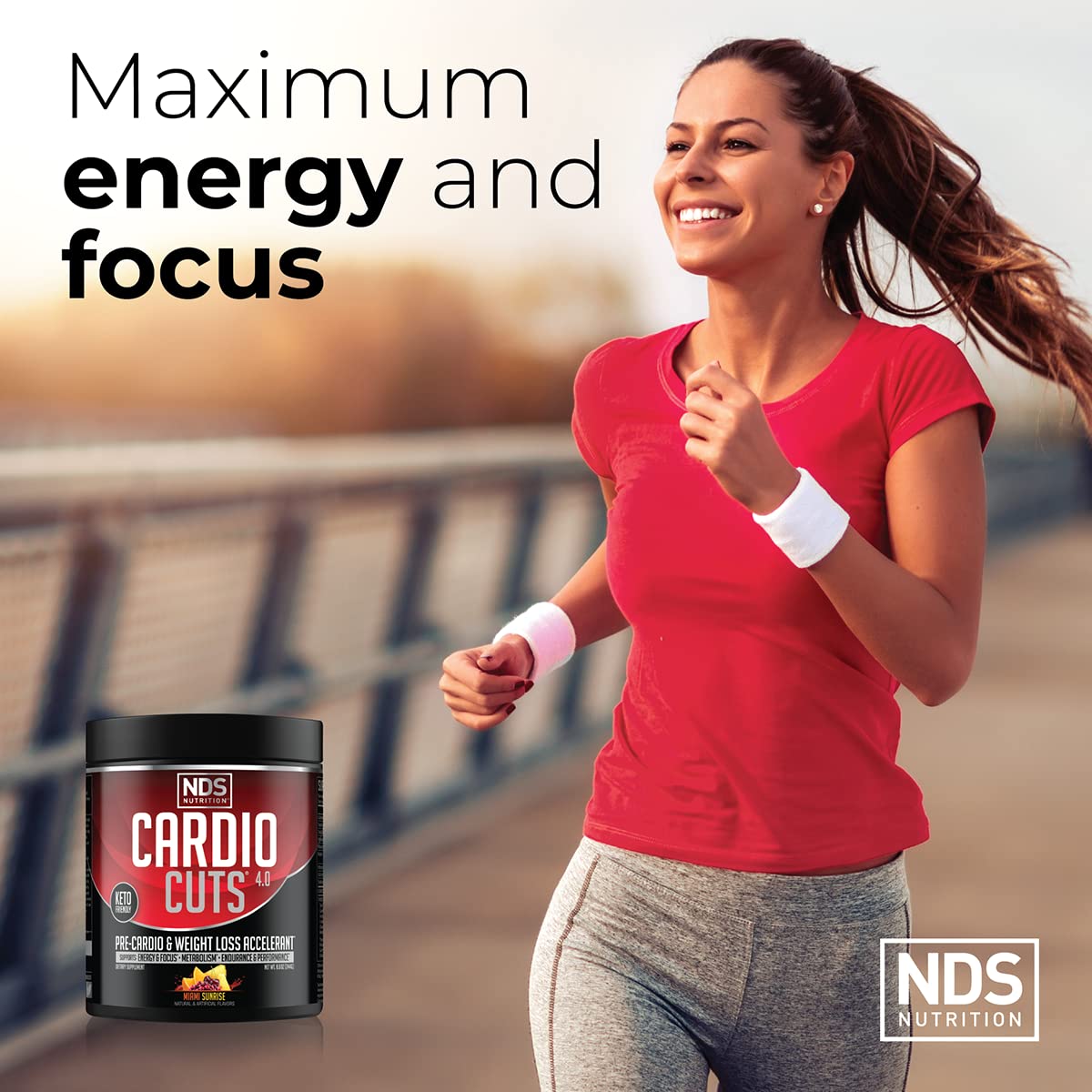 Cardio Cuts NDS Nutrition 4.0 Pre Workout Supplement - Advanced Weight Loss and Pre Cardio Formula with L-Carnitine, CLA, MCTs, L-Glutamine, and Safflower Oil - Miami Sunrise (40 Servings)