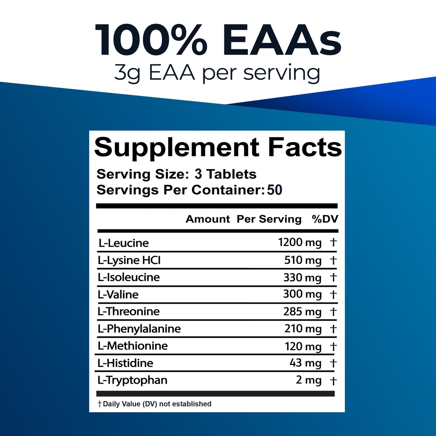 Ultimate 100% Essential Amino Acid Supplement - 150 Easy-to-Swallow, 1g Coated Tablets - All 9 EAA with 40% Leucine in Optimized BCAA Ratio - Increase Energy, Lean Muscle & Recovery - Keto & Vegan