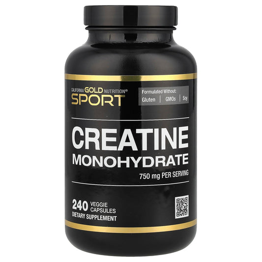 California Gold Nutrition Sport, Creatine, 750 mg, 240 Veggie Capsules