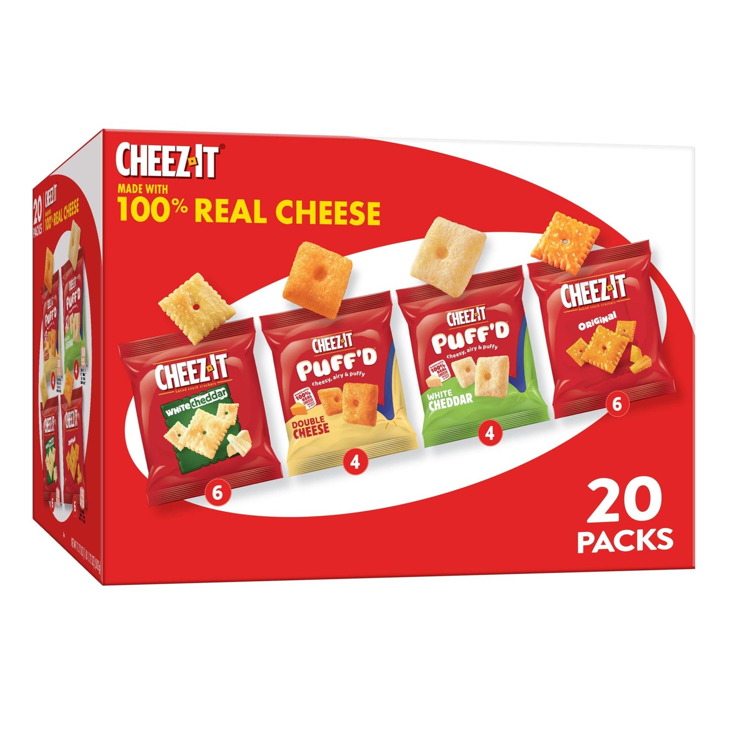 CheezIt Cheese Crackers Baked Snack Crackers Office and Kids Snacks Variety Pack 1772oz Box 20 Pouches