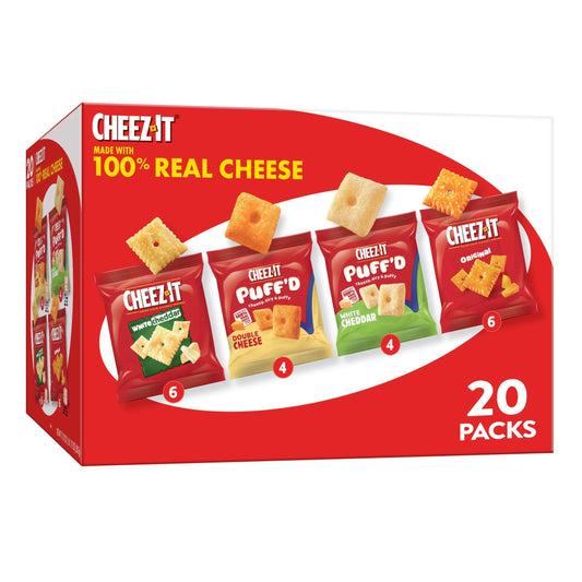 CheezIt Cheese Crackers Baked Snack Crackers Office and Kids Snacks Variety Pack 1772oz Box 20 Pouches