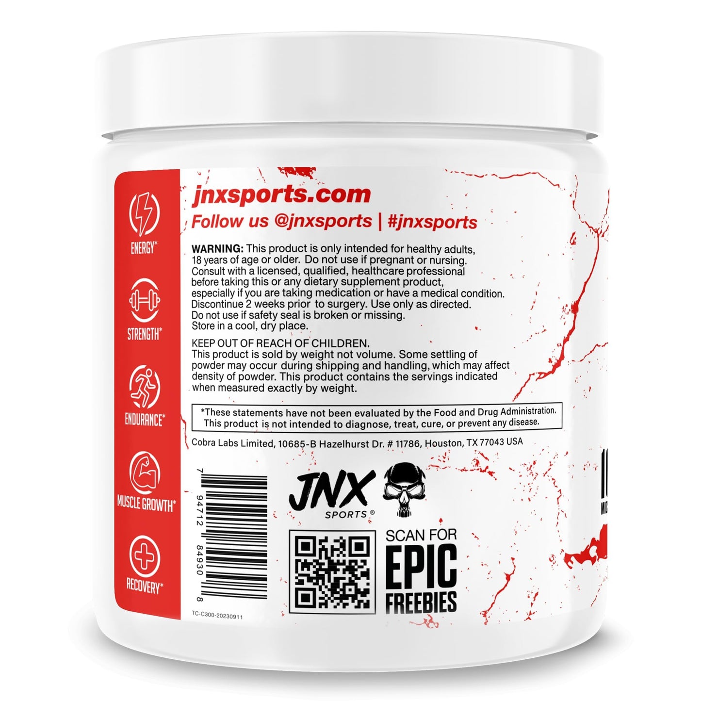 JNX SPORTS The Curse! Creatine Monohydrate Powder 60 Servings | Pure Micronized Creatine 5g Per Serving | 300g - 10.6 Ounce