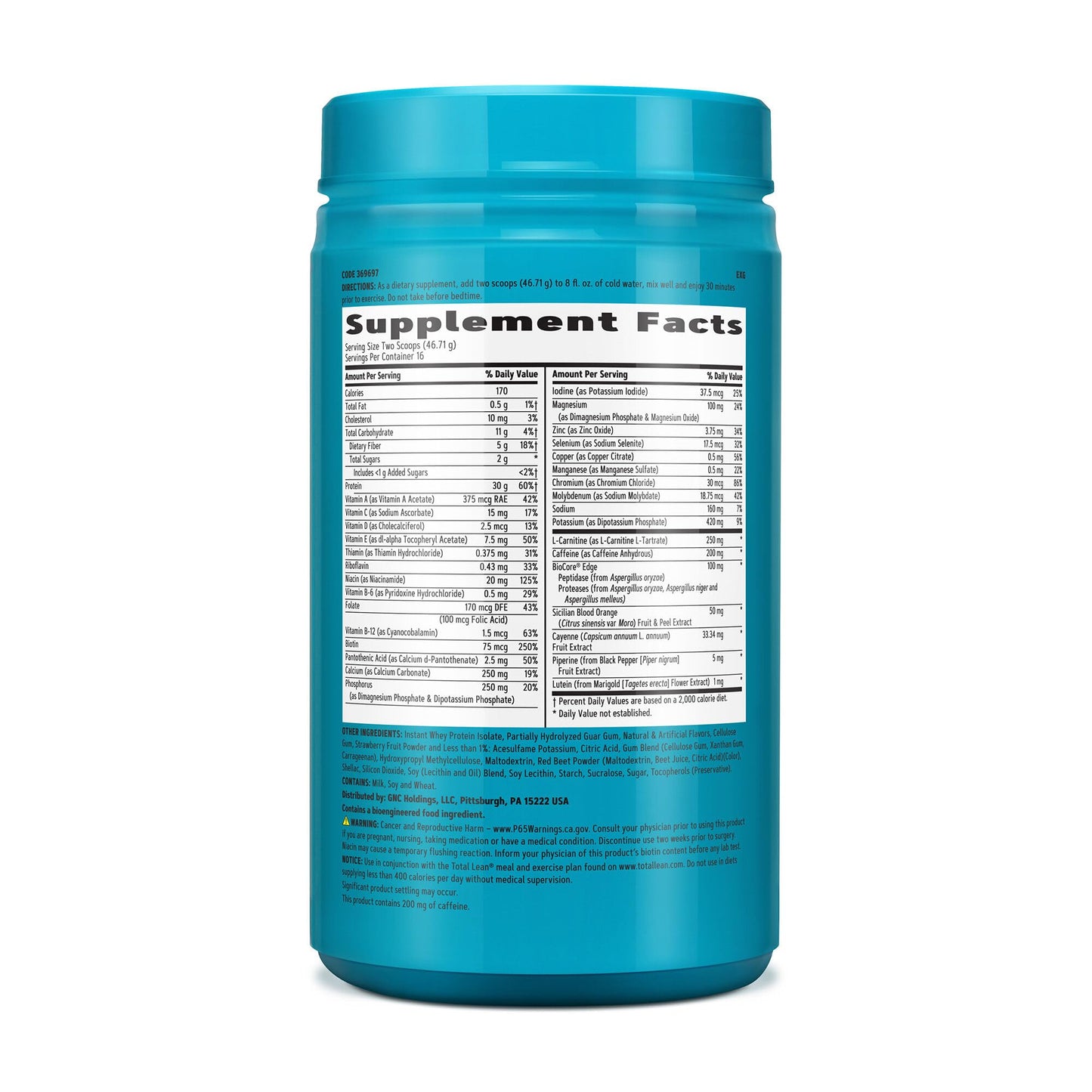 GNC Total Lean | Lean Shake Burn, Protein Powder | Hunger Satisfying, Proven to Burn 3x More Calories | Strawberry | 16 Servings