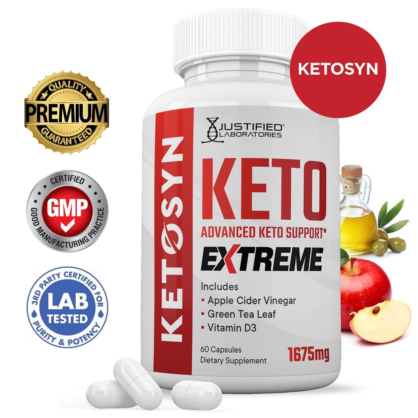 (3 Pack) Ketosyn Keto ACV Extreme Pills 1675 MG Keto Support Blend Capsule Alternative To Keto ACV Gummies Formulated with Apple Cider Vinegar Extra Virgin Olive Oil Powder Green Tea Leaf 180 Capsules