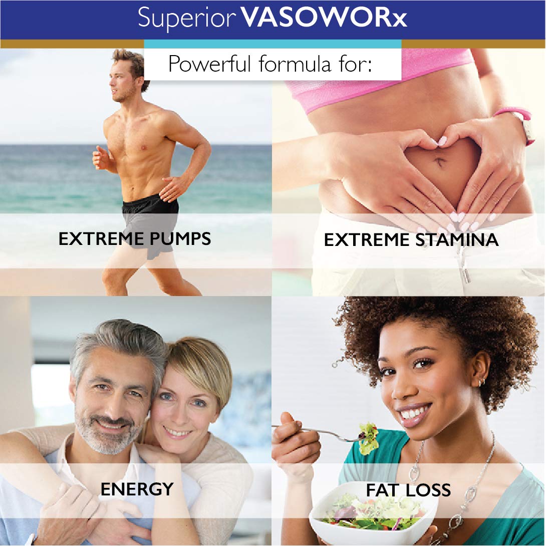 Superior Labs - VASOWORx® - Nitric Oxide Supplement - Extra Strength - 1,600 mg, 180 Vegetable Capsules - 7 Powerful Ingredients - Increased Energy, Stamina, & Circulatory Support