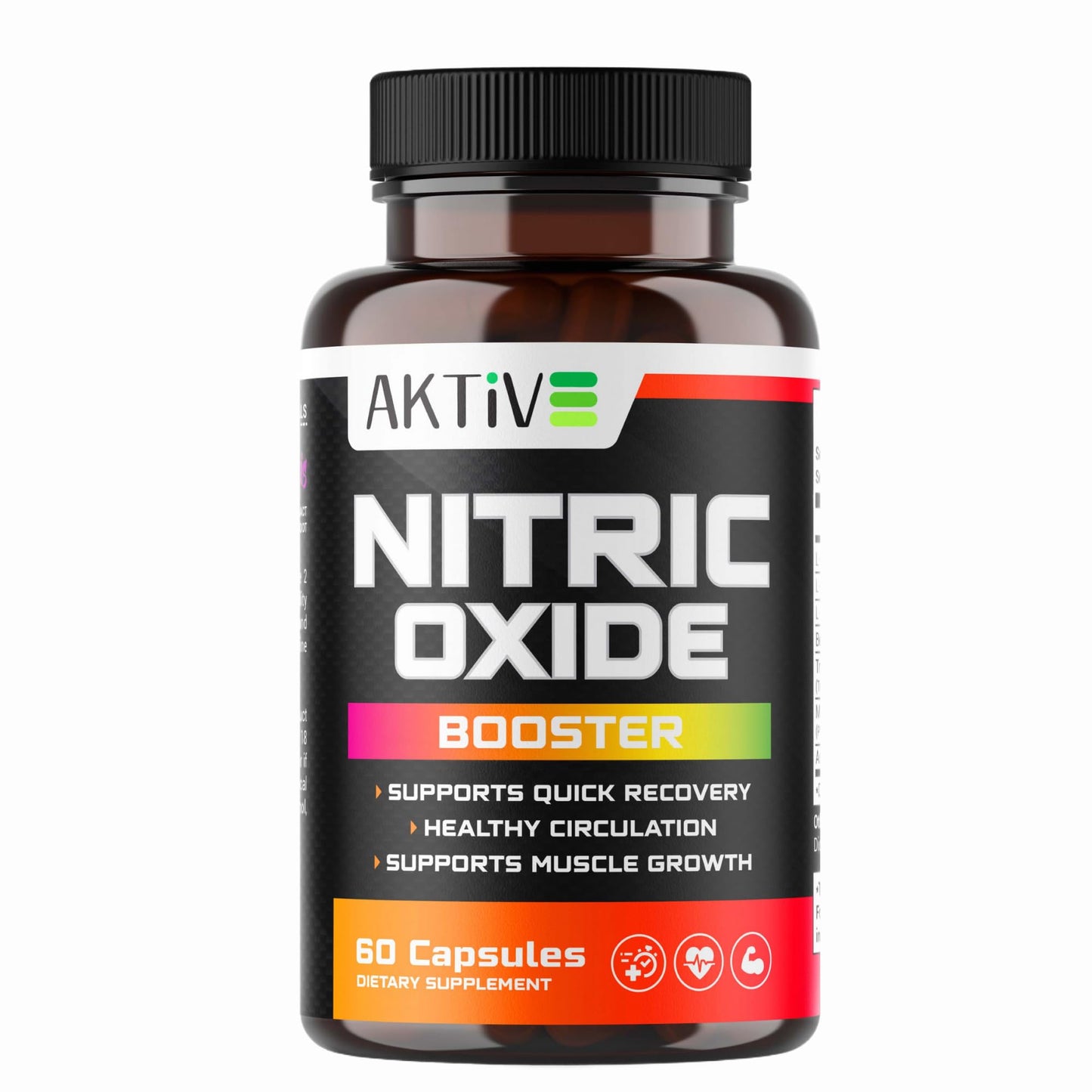 Aktive Supplements Nitric Oxide Booster Supplement with L-Arginine, L-Citrulline, and Ginseng Root - Enhance Blood Flow, Boost Energy & Stamina, Support Heart Health & Muscle Growth - 60 Capsules