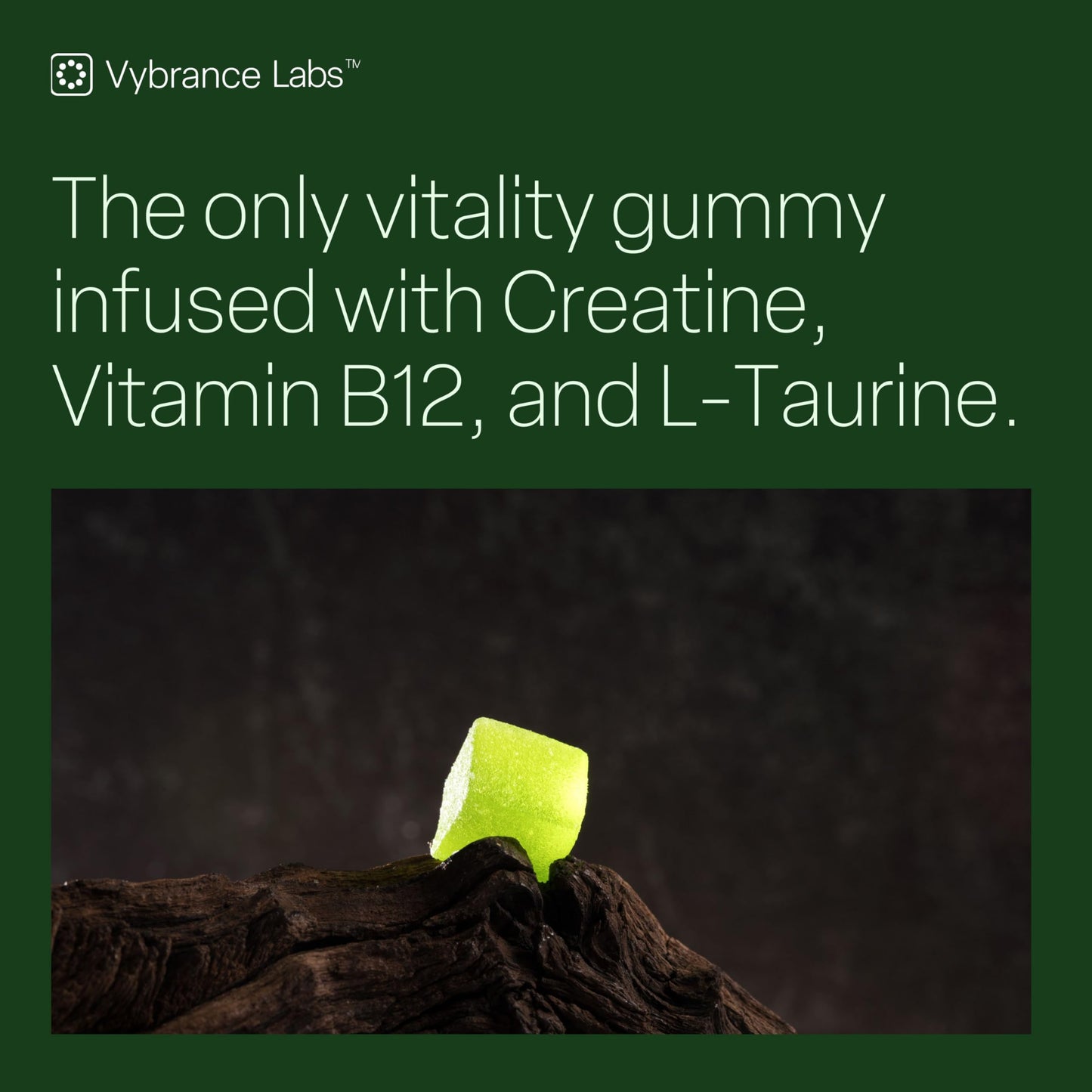 VYBRANCE LABS Creatine Monohydrate Gummies for Women & Men - 5g Creatine with Taurine & B12 for Energy, Muscle & Focus | Vegan, Sugar Free, Gluten-Free | Creatine Monohydrate | 120 ct Green Apple