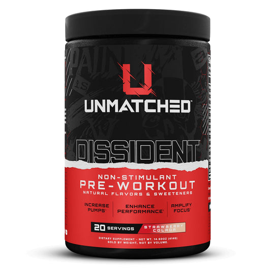 Unmatched Dissident Non Stim Pre Workout Powder for Men & Women | Citrulline, Beta Alanine, Peak ATP | Natural Flavors & Sweeteners | 20 Servings (Strawberry Colada)
