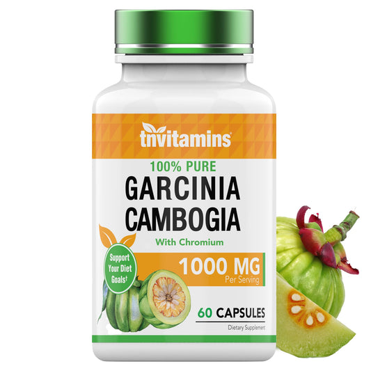 tnvitamins Garcinia Cambogia Extract Capsules (1000 MG x 60 Pills) with Chromium | Weight Loss Pills for Women & Men* | Appetite Suppressant for Weight Loss
