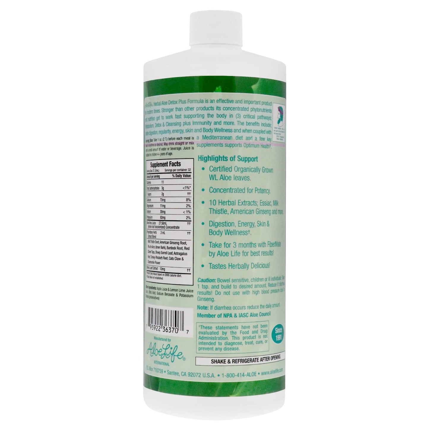 Aloe Life - Detox Plus Formula, Aloe-Based Detox Supplement, Aloe Vera Cleanse, Promotes Healthier Digestion, Concentrated Aloe & Herbal Tonic, Gut Health Detox for Wellness (32 oz.)