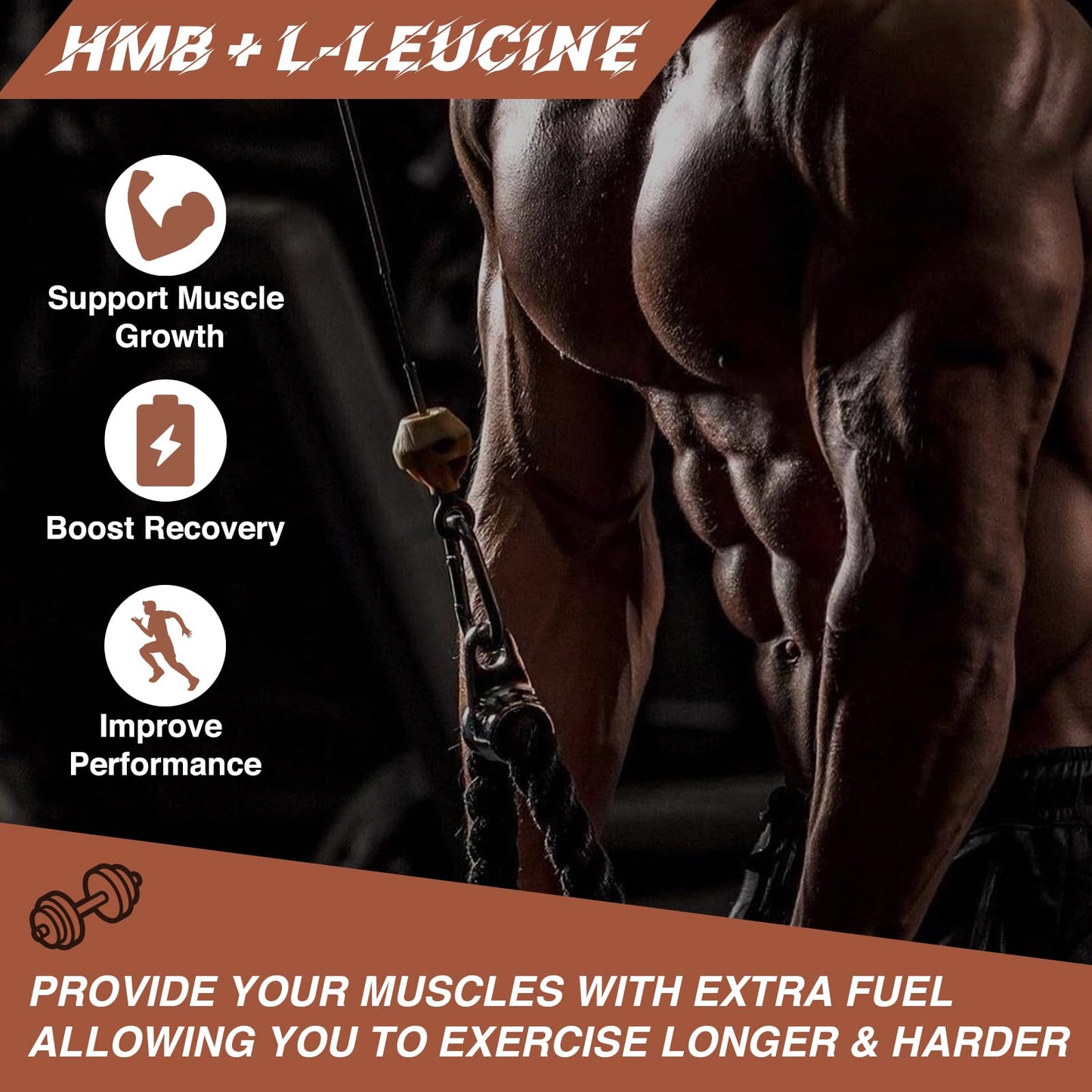 HFELIZ HMB and Leucine Supplement, 3500mg L-Leucine HMB with Vitamin D3, Amino Acid BCAA for Men, Vegan, Gluten Free, 90 Capsules