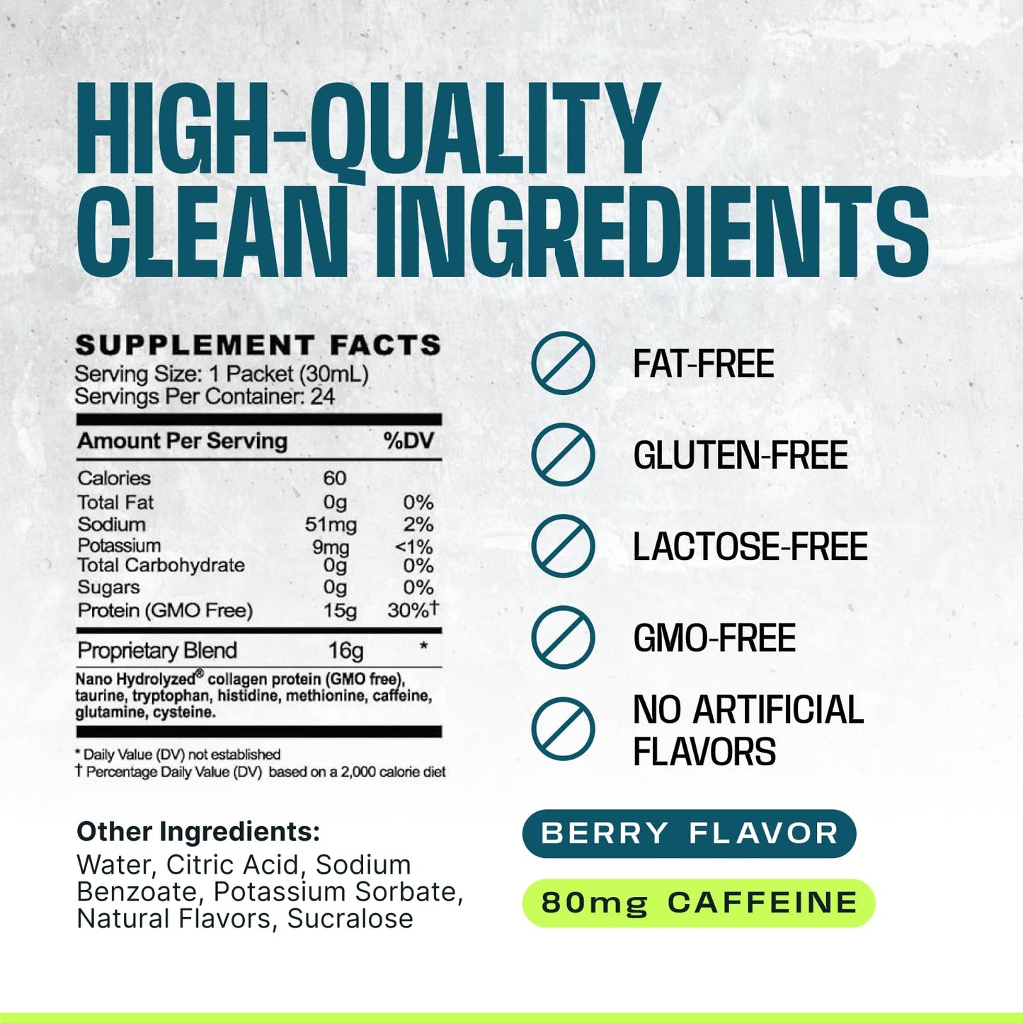 Frog Fuel Power Energized Protein Shot, 15g Protein Nano-Hydrolyzed Grass Fed Collagen, 80mg Caffeine, Fat & Sugar Free, 22 Amino Acids, 0 Carbs, Berry, 1 oz Packets, 24 Pack