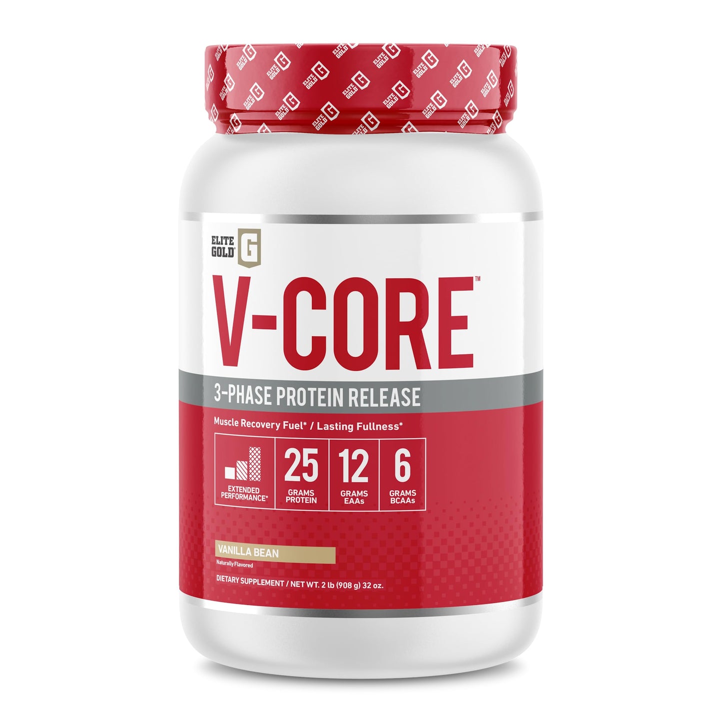 V-Core Protein Powder, Protein Powder, Keto, Vanilla, Whey Protein, High Protein, Casein Protein, 25g Protein, 12g EAAs, 6g BCAAs, 2 lb Tub (23 Servings)