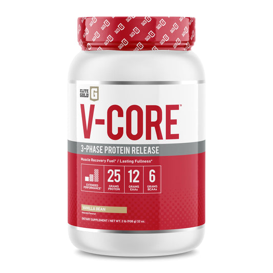 V-Core Protein Powder, Protein Powder, Keto, Vanilla, Whey Protein, High Protein, Casein Protein, 25g Protein, 12g EAAs, 6g BCAAs, 2 lb Tub (23 Servings)