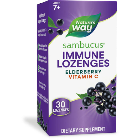Nature's Way Sambucus Immune Lozenges, with Vitamin C, Black Elderberry Extract, Immune Support*, 30 Lozenges (Packaging May Vary)