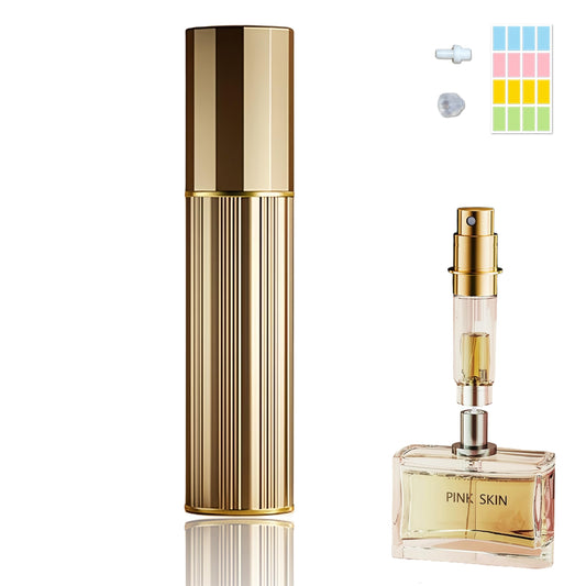 Fiwecos Perfume Travel Refillable Bottle Cologne Portable Atomizer Fragrance Scent Sprayer Pump Fill from Bottom Mini Pocket Size 5ml for Travel Essentials & Best Gift (Shining Gold)