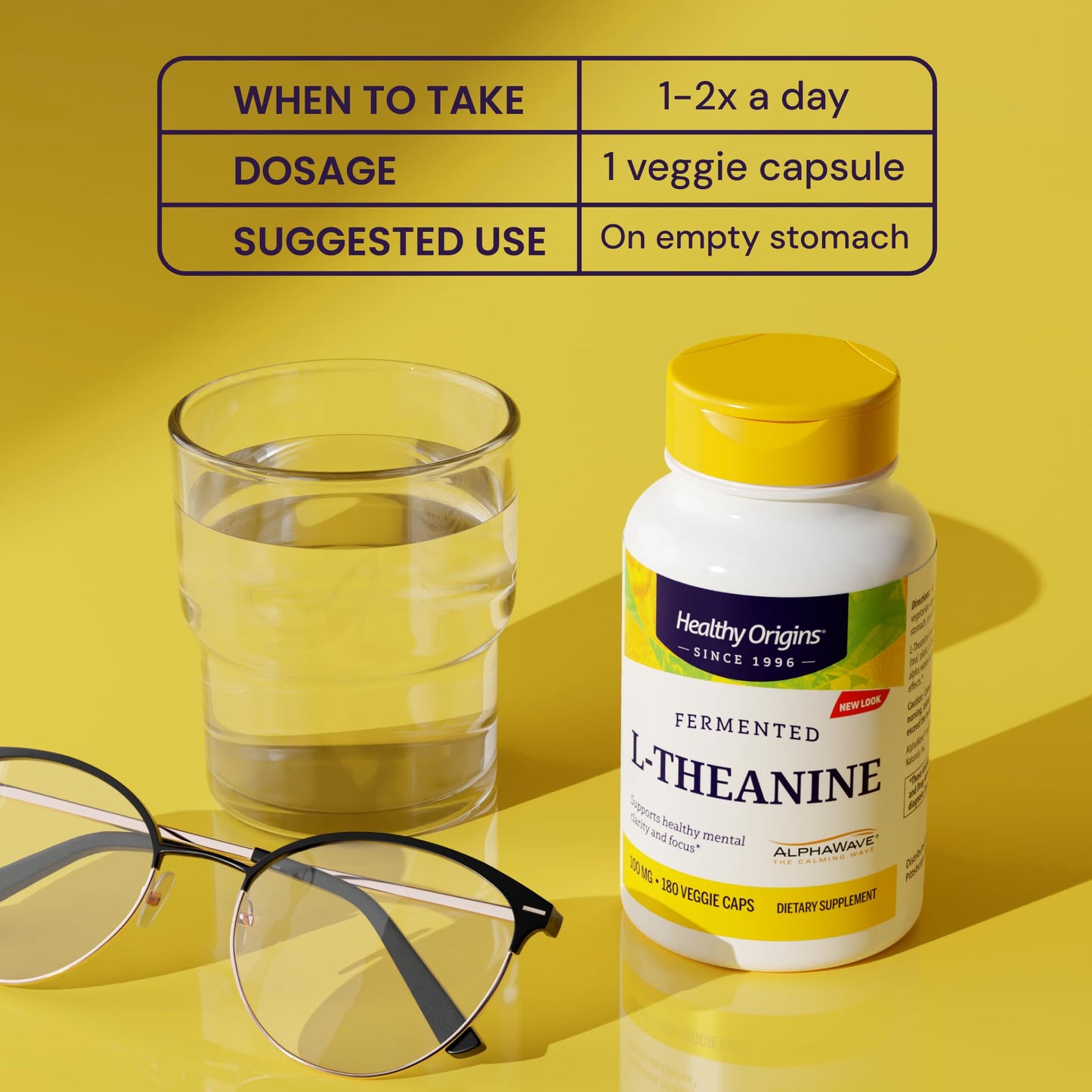 Healthy Origins L-Theanine 100 mg (AlphaWave, Supports Relaxation Without Drowsiness, Brain Support, Non-GMO, Gluten Free), 180 Veggie Caps