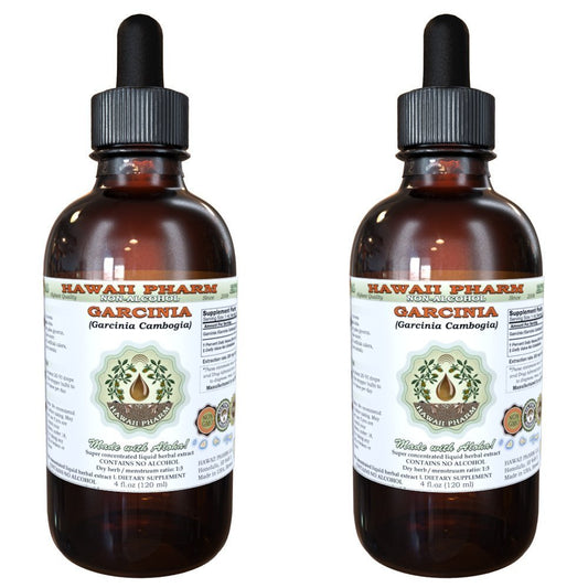 Pure Garcinia Alcohol-Free Liquid Extract, Organic Garcinia (Garcinia cambogia) Dried Fruit Glycerite Hawaii Pharm Natural Herbal Supplementt 2x2 fl.oz