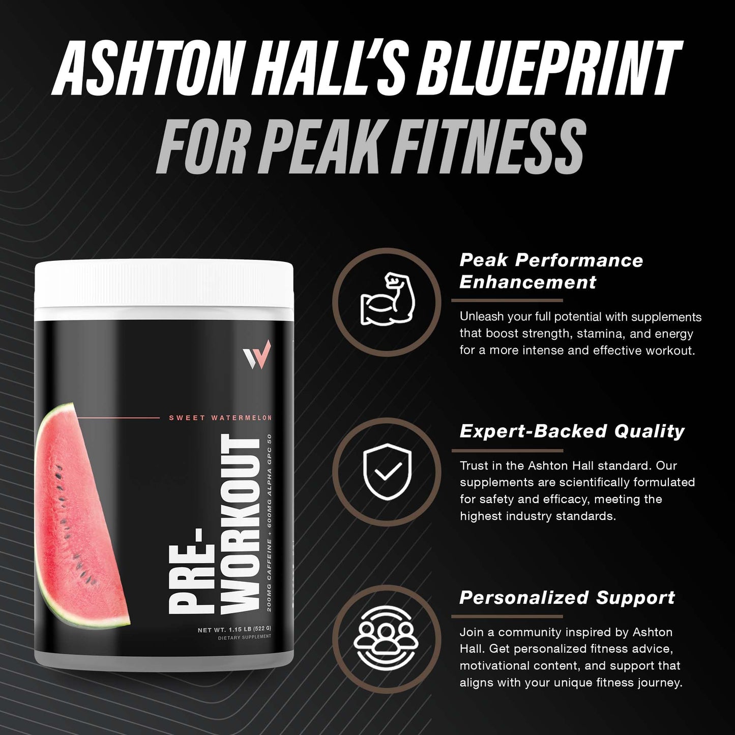 Worthy Supps Peak Performance Best Pre Workout Powder: Energizing Blend with l theanine, Beta-Alanine, Betaine Anhydrous, Alpha GPC & B-Vitamins - Sugar-Free for Men & Women - Sweet Watermelon Flavor