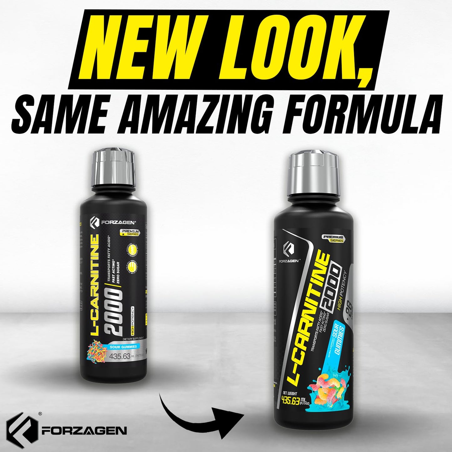 Forzagen L- Carnitine 2000 - Liquid L Carnitine with Vitamin B6 | Acetyl L-Carnitine | L-Tartrate | 30 Servings (Sour Gummies)