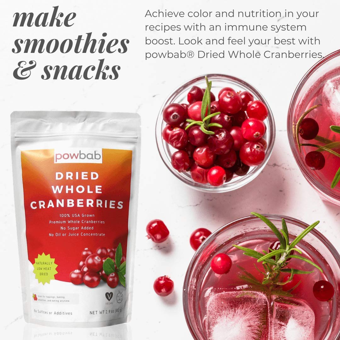 powbab Dried Cranberries Unsweetened  100 USA Grown Organic Dried Cranberries No Sugar Added No Oil No Apple Juice Concentrate Infused No Sulfites Dried Fruit Not Sweetened or Reduced 29 Oz