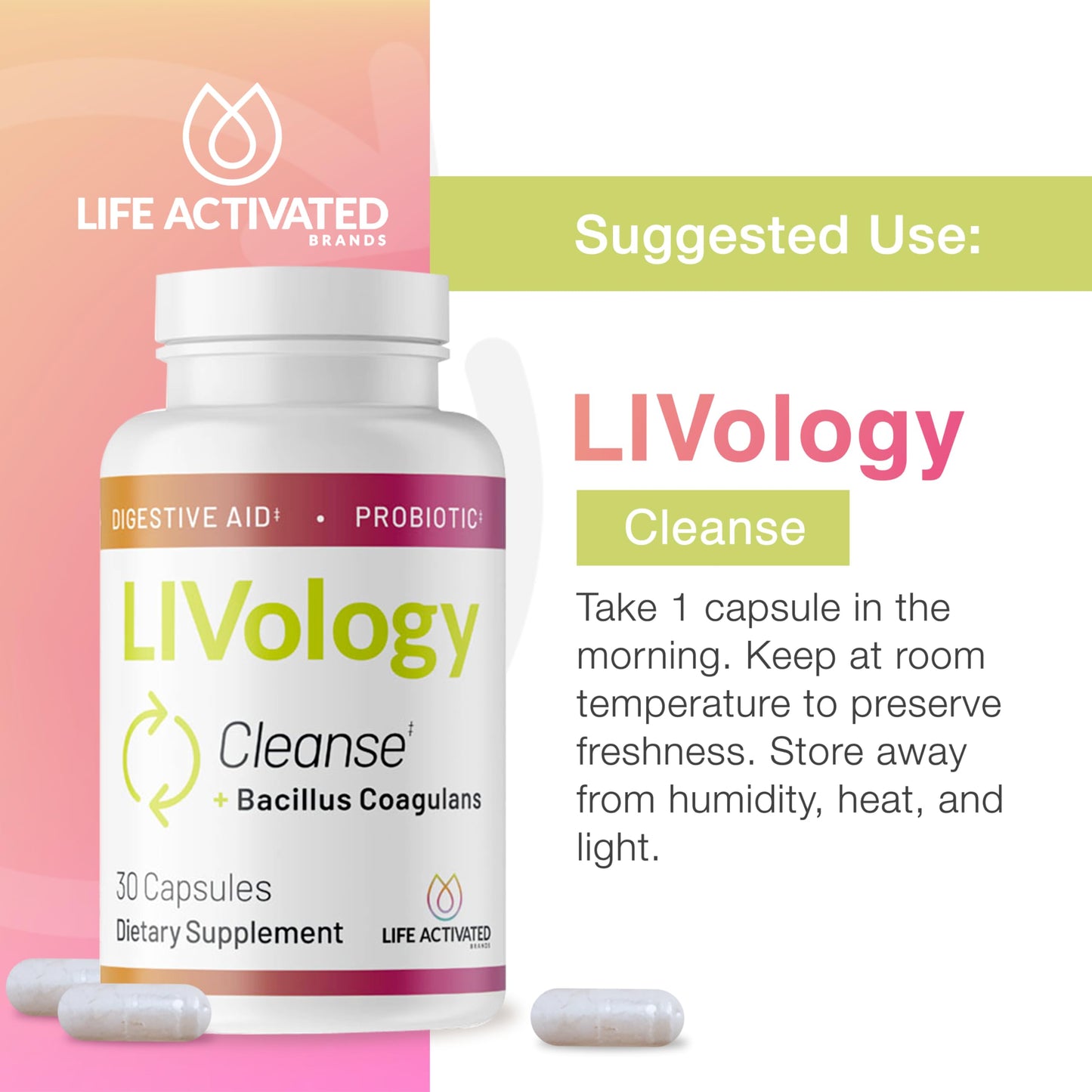 LIVology Cleanse - Nightly Defense for Less Bloating, Improve Food Processing & Gut Health - Vegan & Non-GMO, Gluten, Dairy & Soy-Free - 30 Capsules