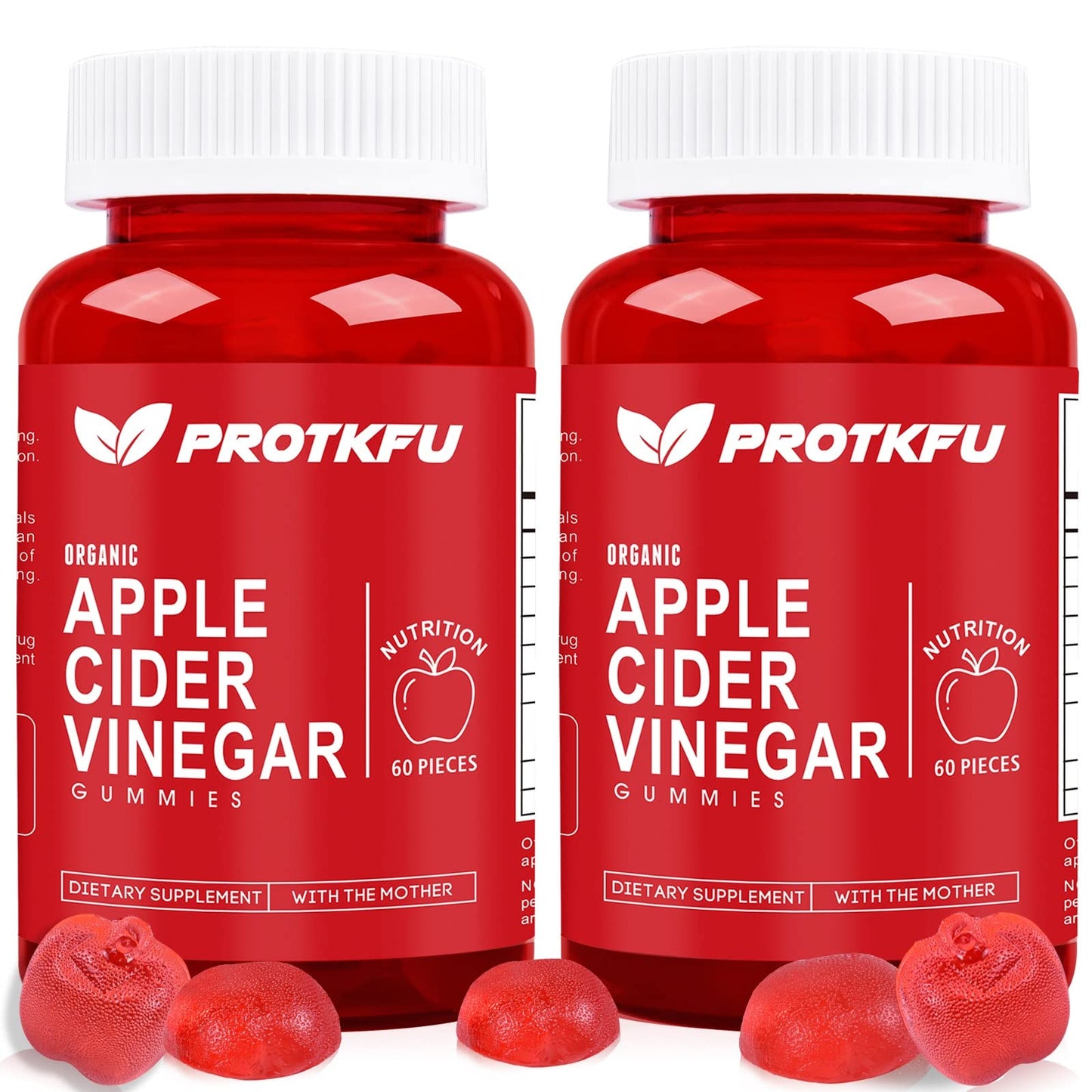 ProTKFU Apple Cider Vinegar Gummies, 120 Count Max Strength 1000mg ACV Gummies with Vitamin B12 & B6 Gummies, for Metabolism, Digestion, Detox, Gut & Immune Health, Vegan & Non-GMO, Gelatin-Free