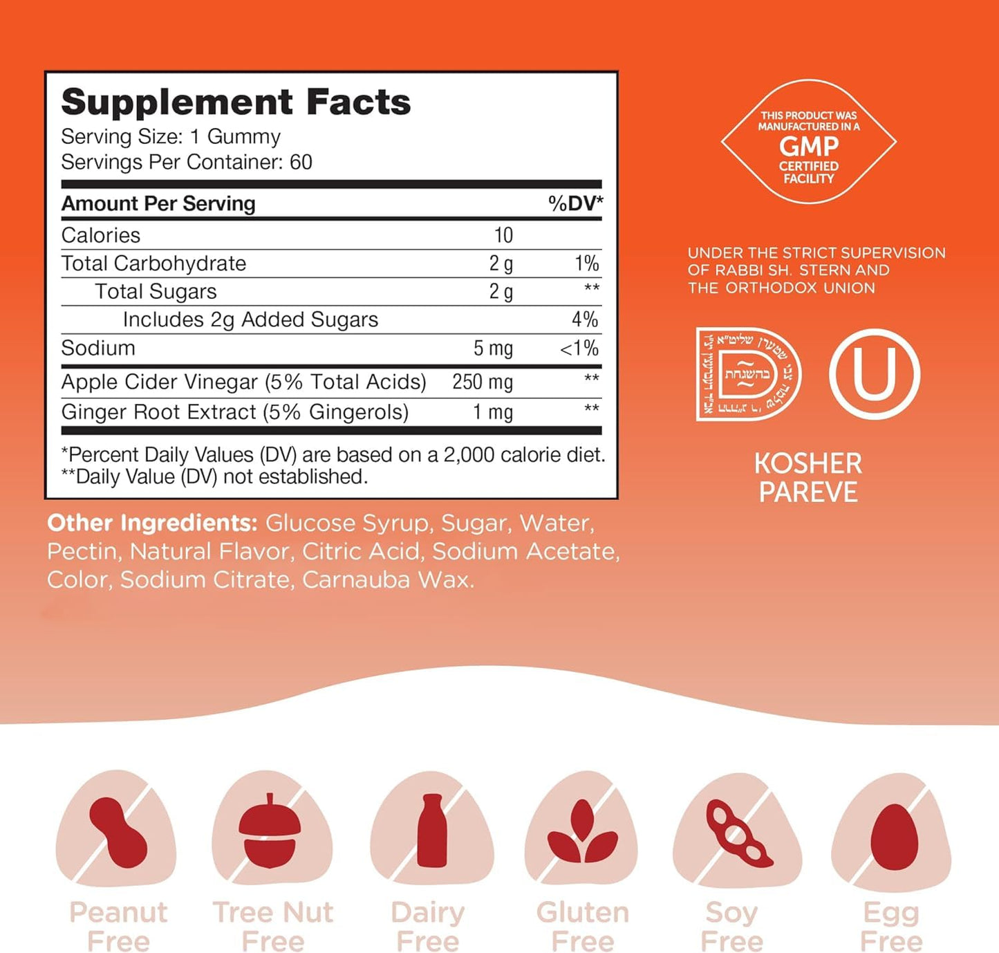 Zahler - Apple Cider Vinegar Gummies Kosher & Delicious ACV for Women Men Raw with The Mother Detox Support Cleanse Gut Health Metabolism 60 Flavored