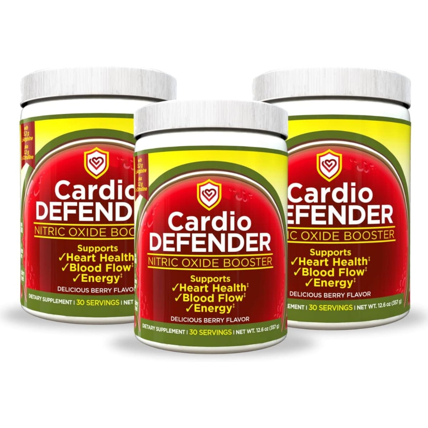 Cardio Defender 3 Pack - Cardio Heart Health, Nitric Oxide Booster - L-Arginine Supplement with 5,200mg L-Arginine & 1,200mg L-Citrulline - Heart Health & Cardiovascular Support