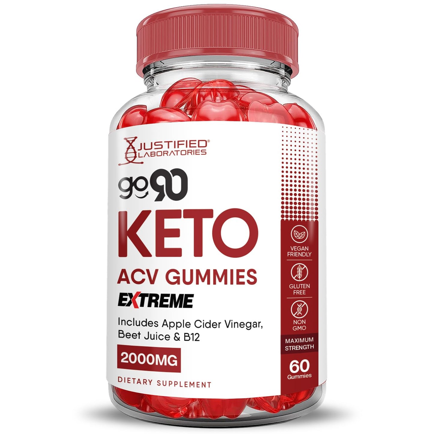 (3 Pack) Go 90 Keto ACV Gummies Extreme 2000MG Go90 Keto Gummies Apple Cider Vinegar Formulated with Pomegranate Beet Juice Powder B12 Vegan Non GMO 180 Gummys
