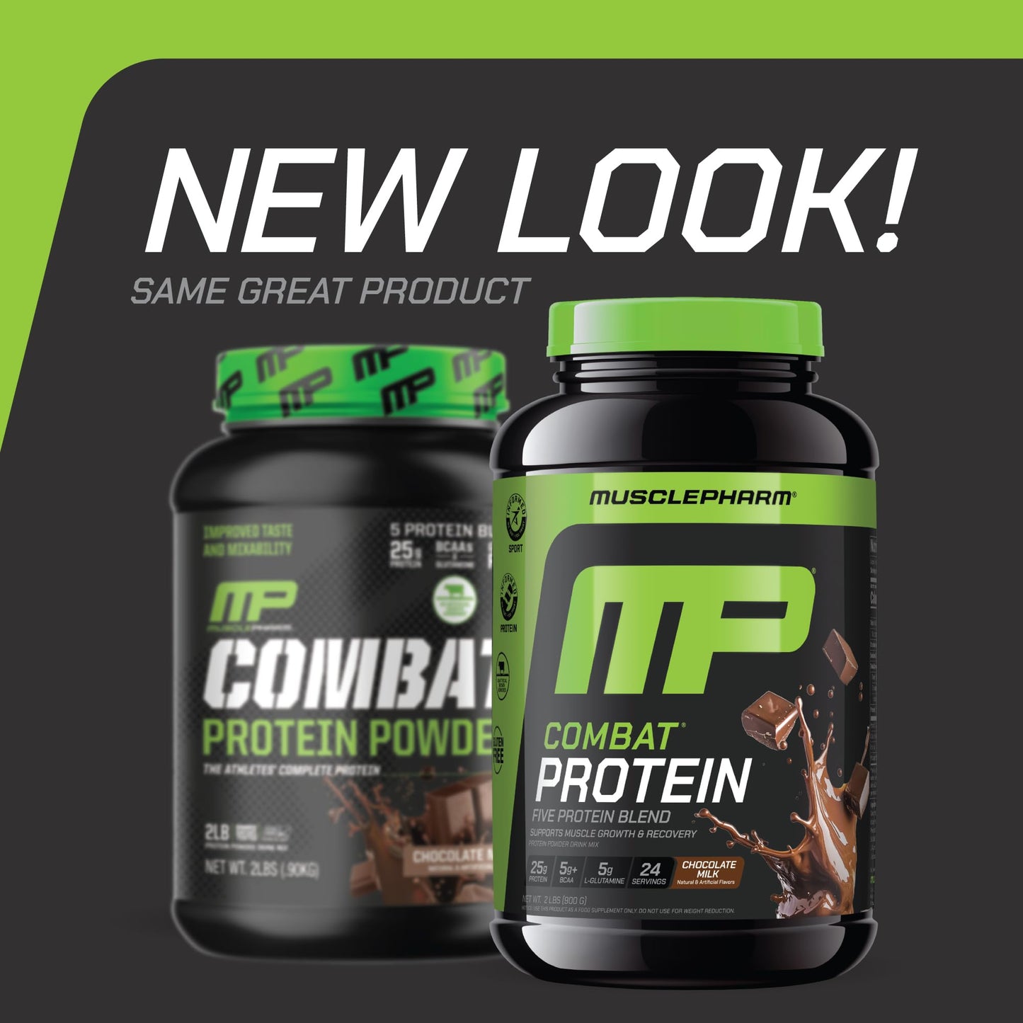 MusclePharm Combat Protein Powder, Chocolate Milk Flavor, Fuels Muscles for Productive Workouts, 5 Protein Sources Including Whey Protein Isolate & Egg Albumin, Gluten Free, 2 lb, 26 Servings