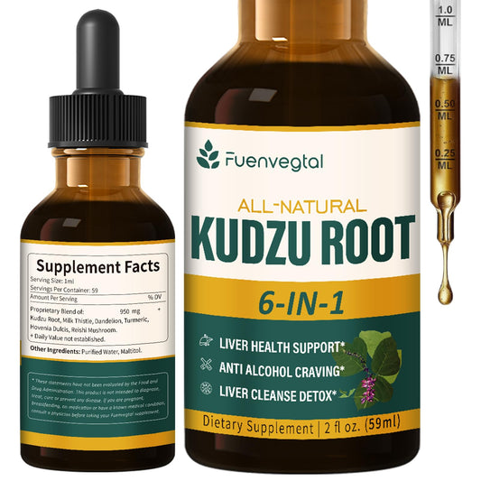 Fuenvegtal Herbal Liquid Drops, Natural Kudzu Extract Support Liver Health, Anti Alcohol Craving & Liver Cleanse Detox. 4oz-Original